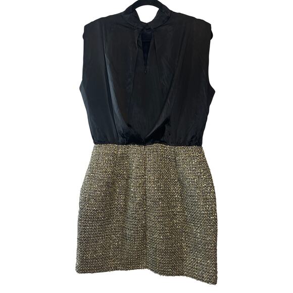 Amanda Uprichard NWT Brantley Black & Gold Mini Dress Size Large - Picture 4 of 10